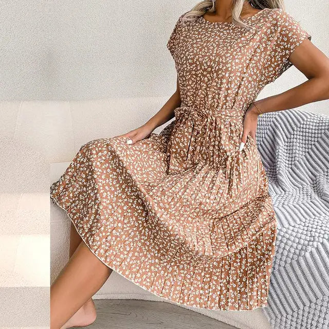 Maxi jurk dames | Luchtige zomerjurk met bloemenprint en ceintuur - Image 12