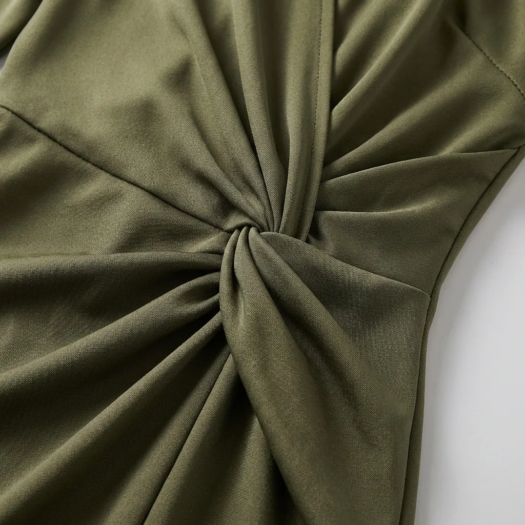 Dames avondjurk | One shoulder jurk met knoopdetail en split - Image 3