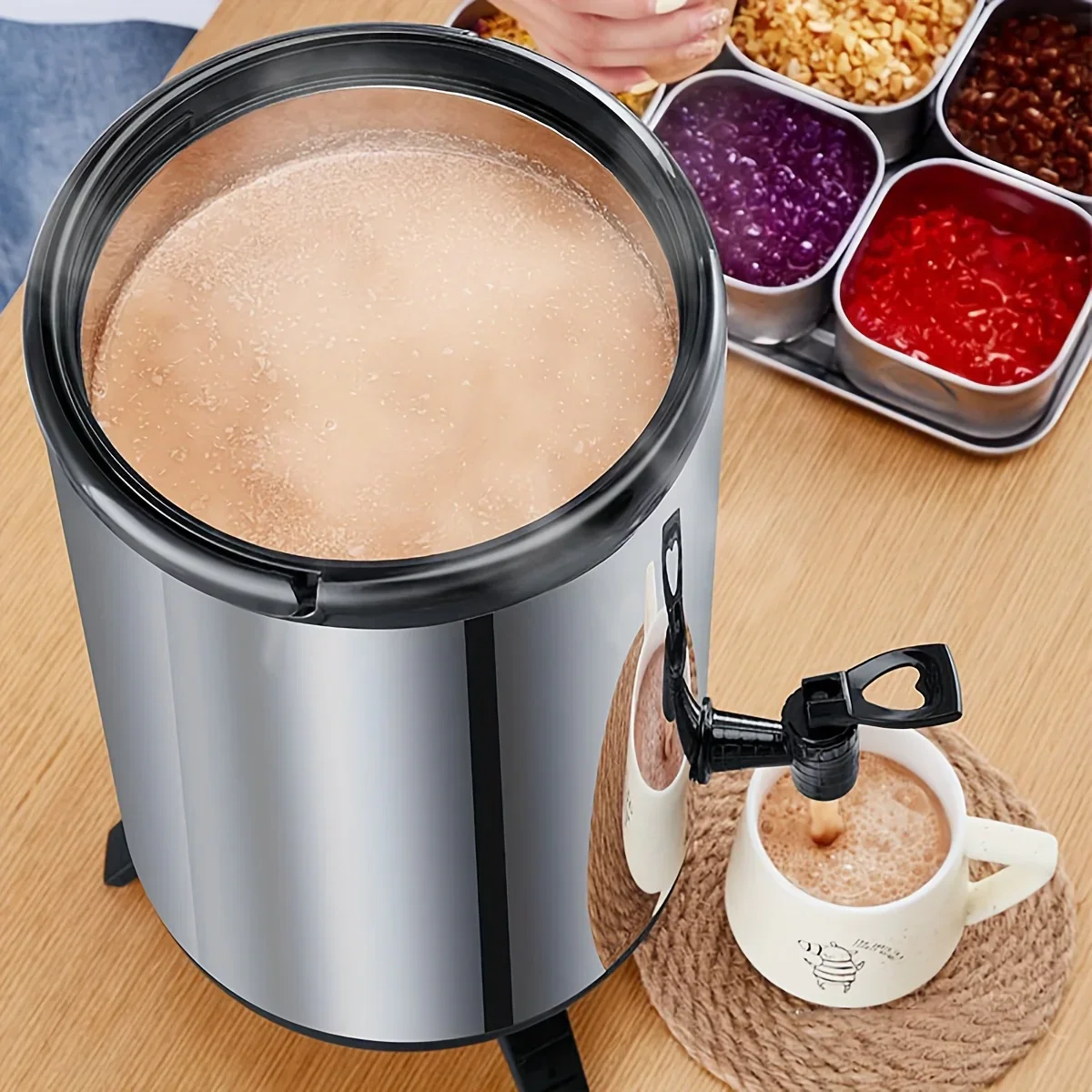 RVS drankdispenser groot | Geïsoleerde tapkan met kraan voor koffie en sap - Image 2