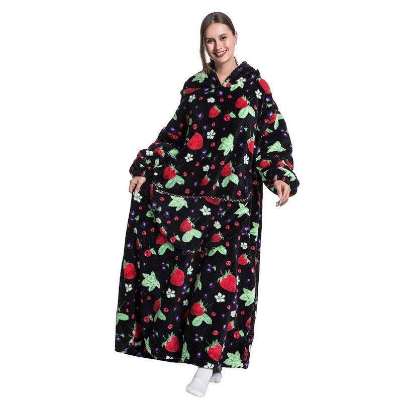 Shoodie Aardbei Extra Lang | Heb het nooit meer koud met deze warme fleece hoodie deken! - Image 2