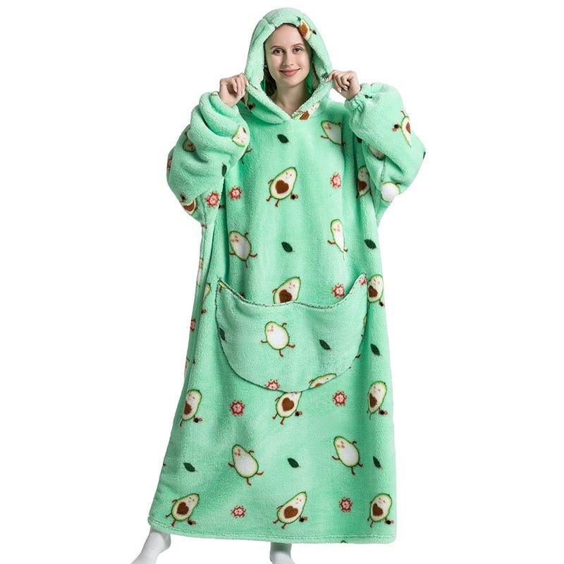 Shoodie Avocado Extra Lang | Heb het nooit meer koud met deze warme fleece hoodie deken!! - Image 2