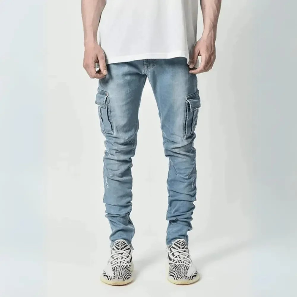 Spijkerbroek heren | Slim fit cargo jeans met stretch en zakken - Image 4