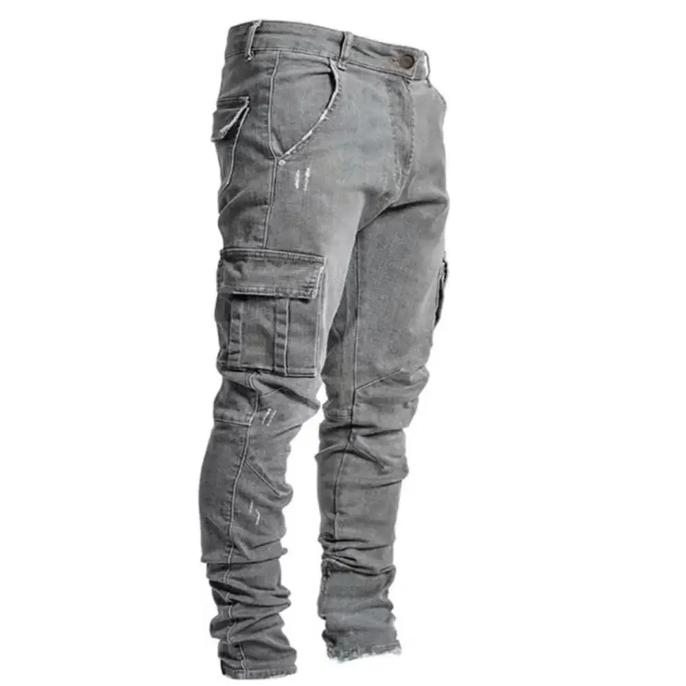 Spijkerbroek heren | Slim fit cargo jeans met stretch en zakken - Image 6