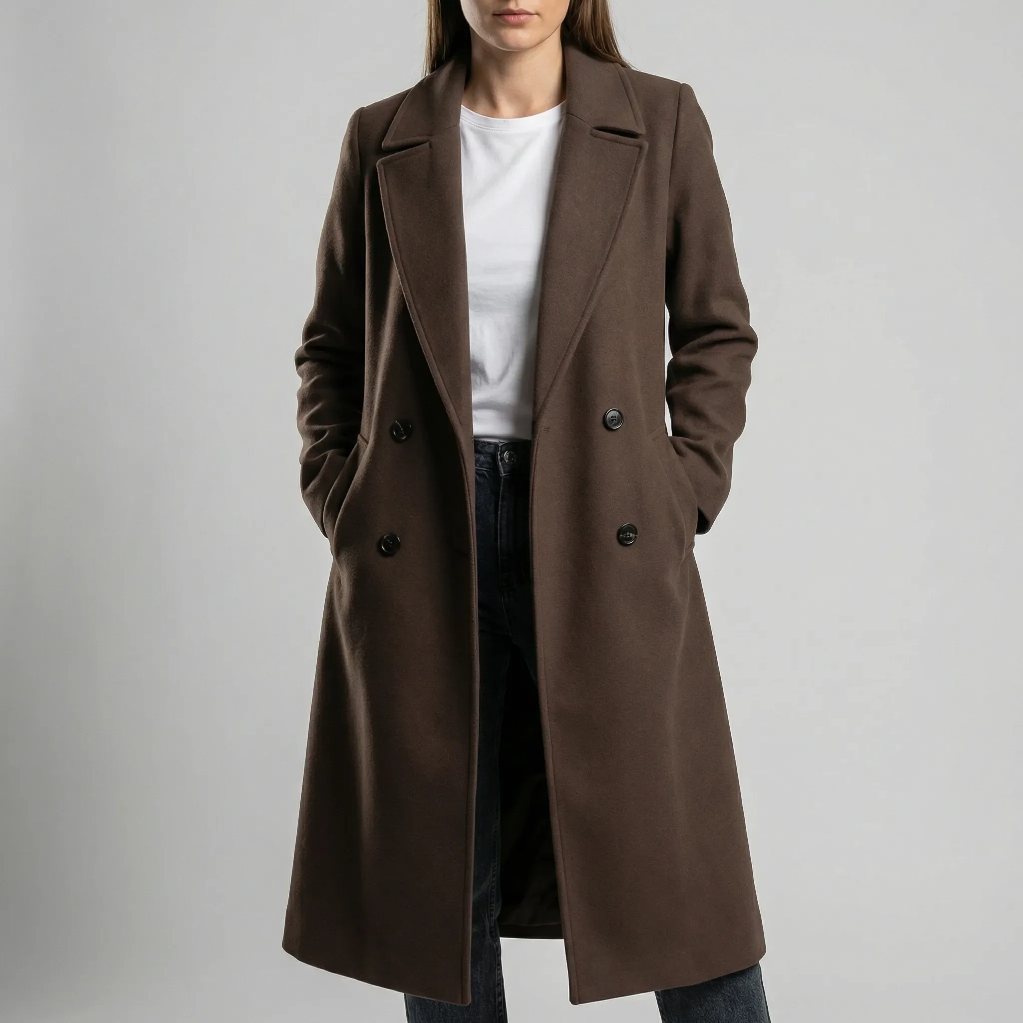 Trenchcoat dames | Lange jas met knopen en klassieke kraag - Image 2