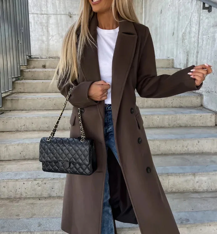Trenchcoat dames | Lange jas met knopen en klassieke kraag - Image 4