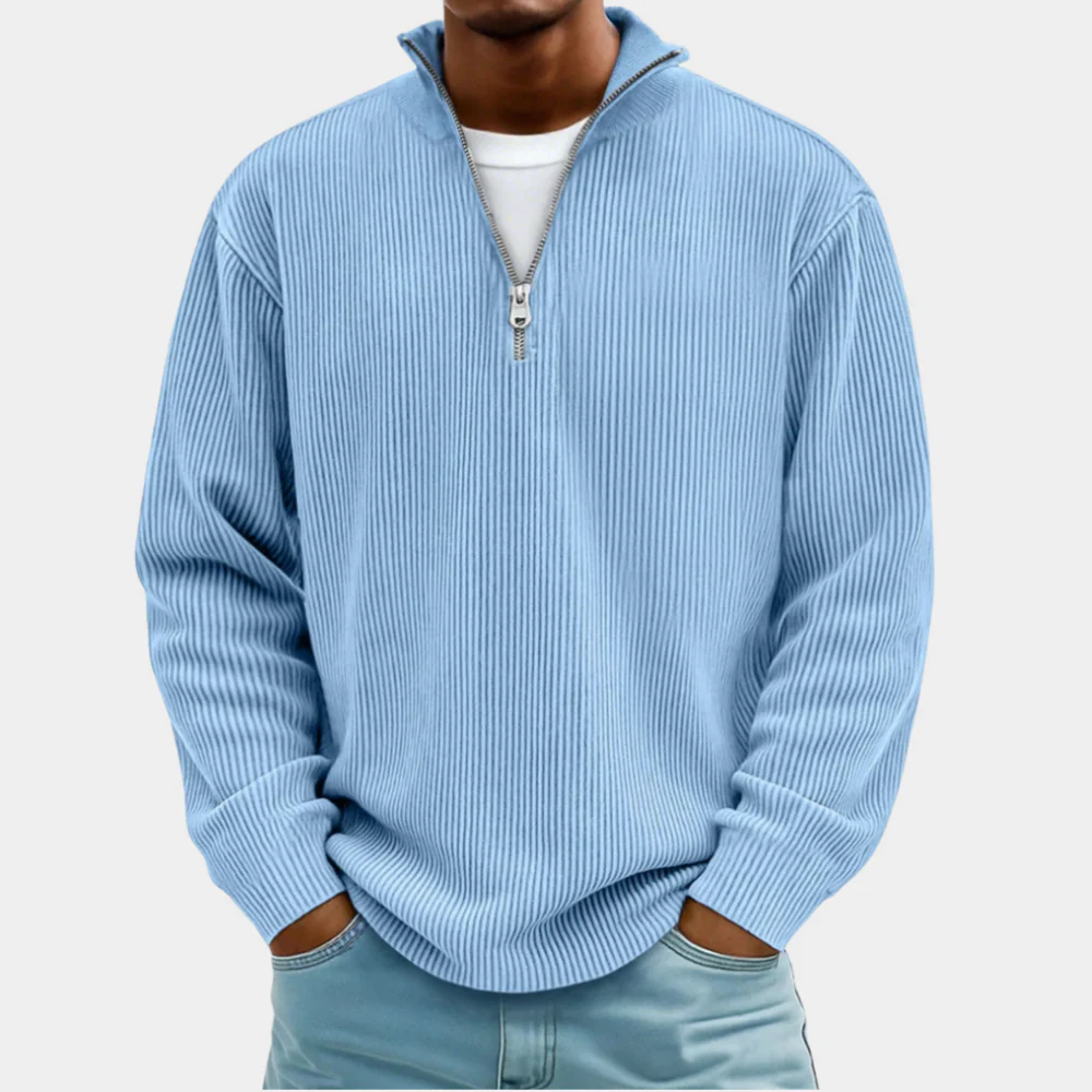 Trui heren | Rib half zip trui met lange mouw - Image 4