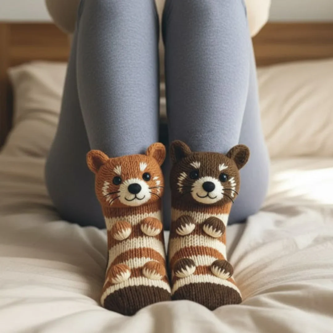 Unisex warme huissokken met dierdesign – zachte sokken voor wintercomfort - Image 5