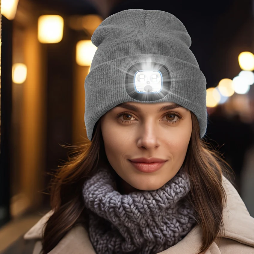 Unisex Wintermuts met Ingebouwde LED Lamp – Oplaadbare Verlichte Beanie voor Buitenactiviteiten - Image 10