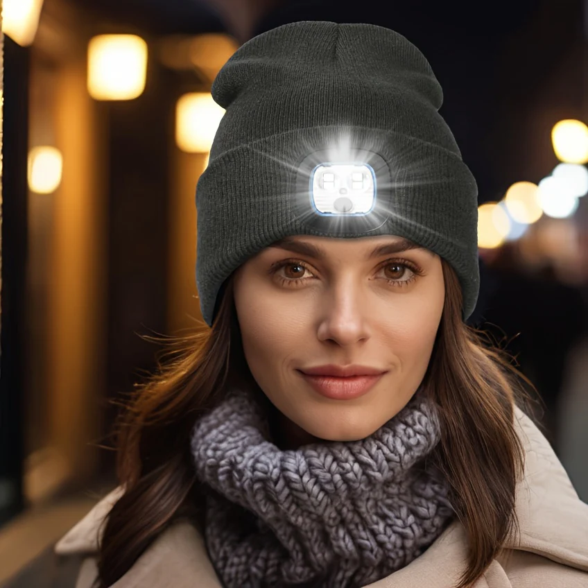 Unisex Wintermuts met Ingebouwde LED Lamp – Oplaadbare Verlichte Beanie voor Buitenactiviteiten - Image 12