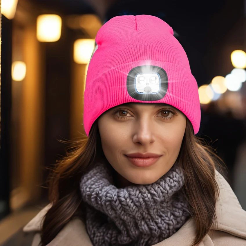 Unisex Wintermuts met Ingebouwde LED Lamp – Oplaadbare Verlichte Beanie voor Buitenactiviteiten - Image 16