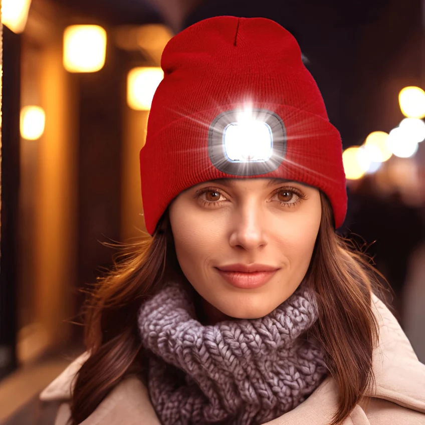 Unisex Wintermuts met Ingebouwde LED Lamp – Oplaadbare Verlichte Beanie voor Buitenactiviteiten - Image 18