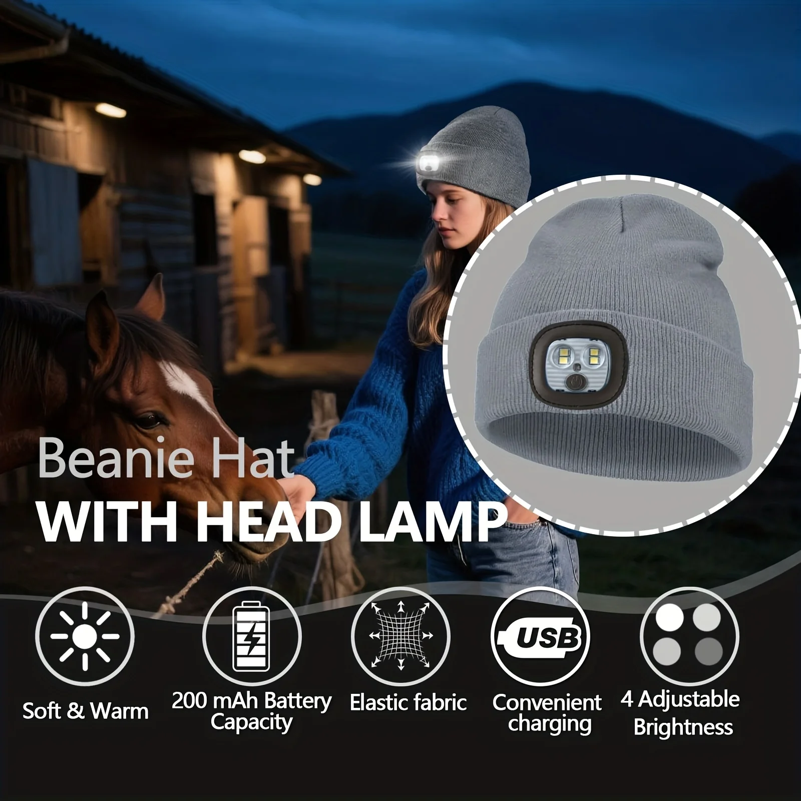 Unisex Wintermuts met Ingebouwde LED Lamp – Oplaadbare Verlichte Beanie voor Buitenactiviteiten - Image 4