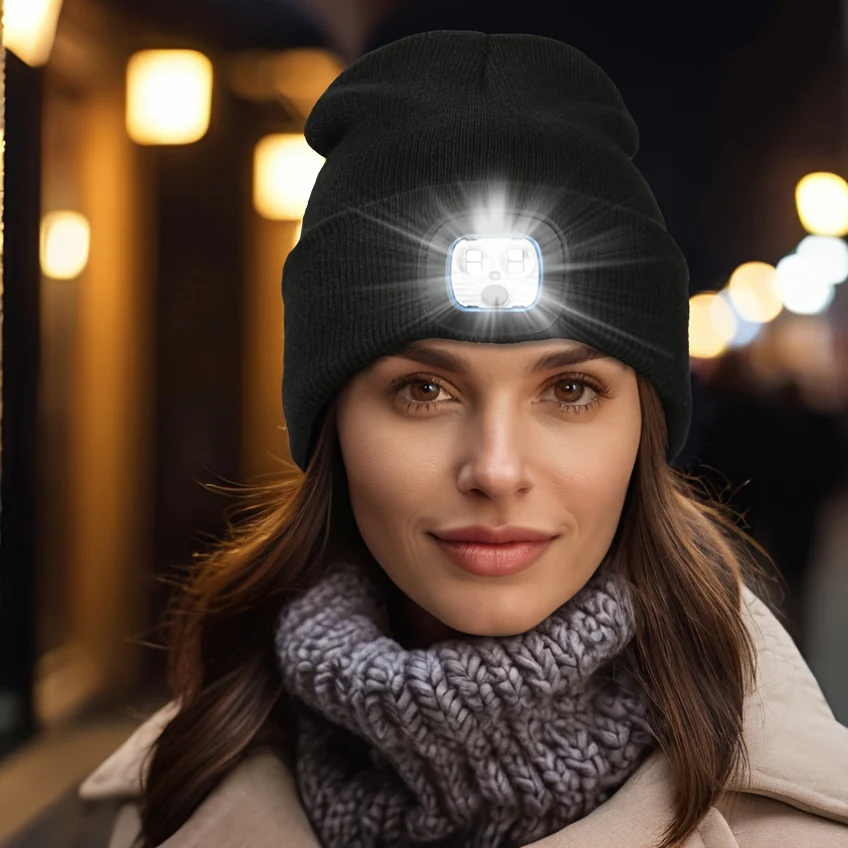 Unisex Wintermuts met Ingebouwde LED Lamp – Oplaadbare Verlichte Beanie voor Buitenactiviteiten - Image 7