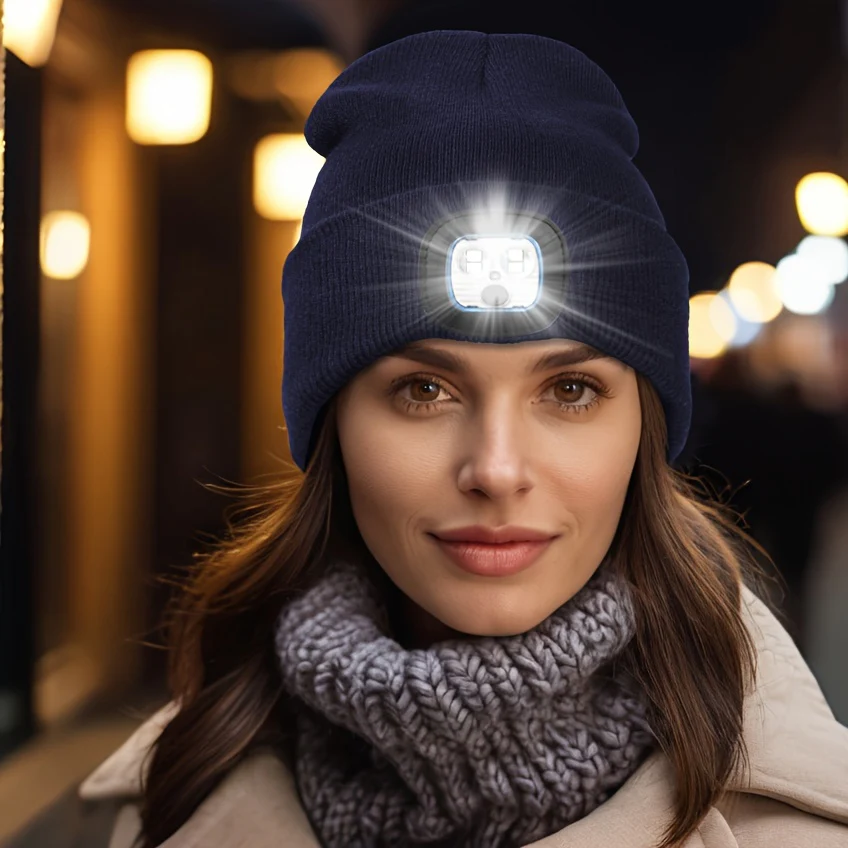 Unisex Wintermuts met Ingebouwde LED Lamp – Oplaadbare Verlichte Beanie voor Buitenactiviteiten - Image 8