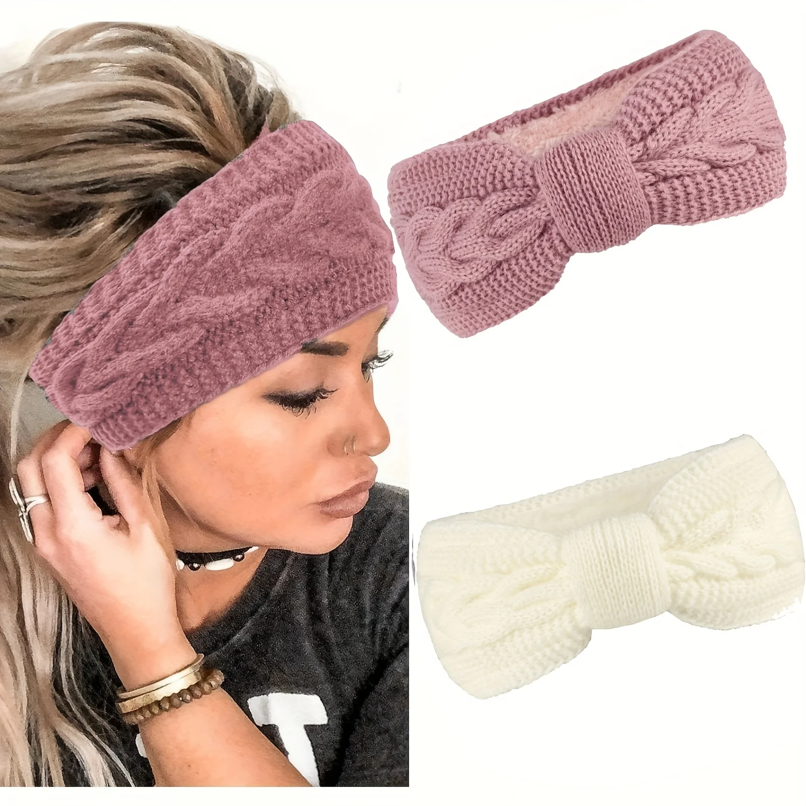 Winter hoofdband dames | Fleece oorwarmers 2-pack - Image 4