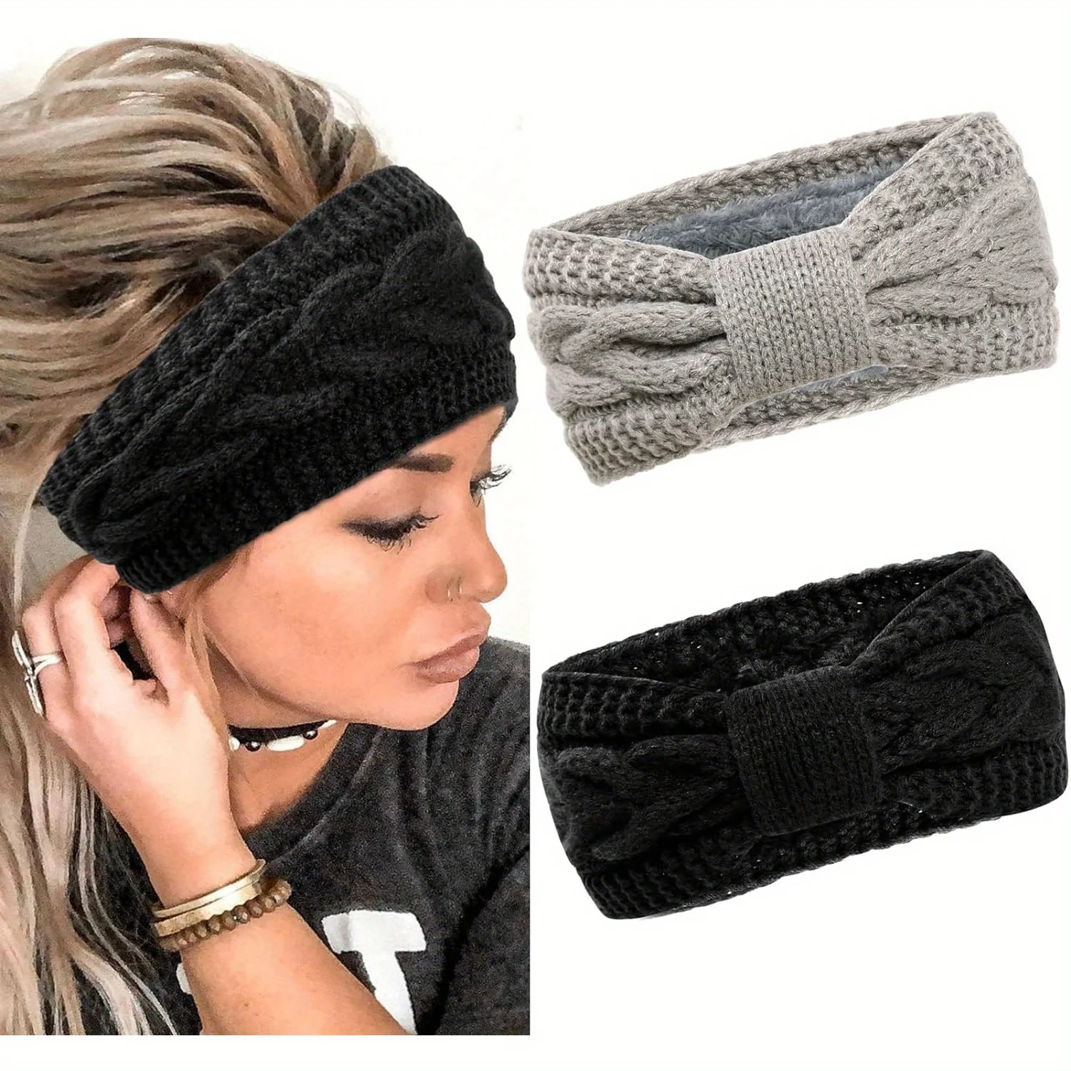 Winter hoofdband dames | Fleece oorwarmers 2-pack - Image 9