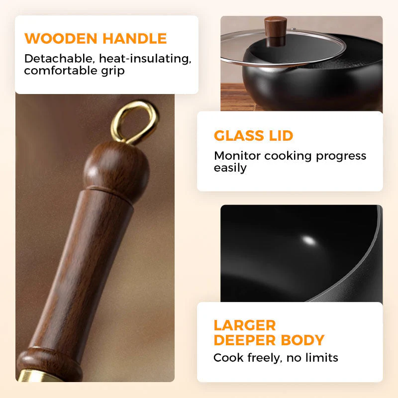 Wokpan gietijzer | Gezonde wok zonder coating voor veelzijdig koken - Image 5