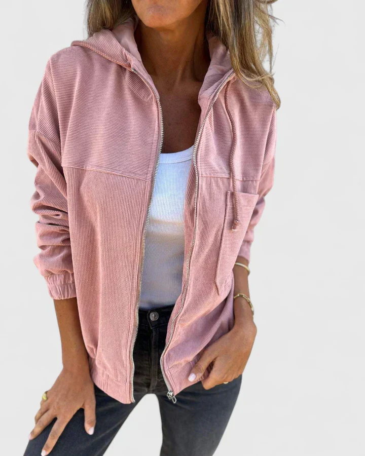 Zomerjas dames | Licht rib jasje met capuchon en rits - Image 8