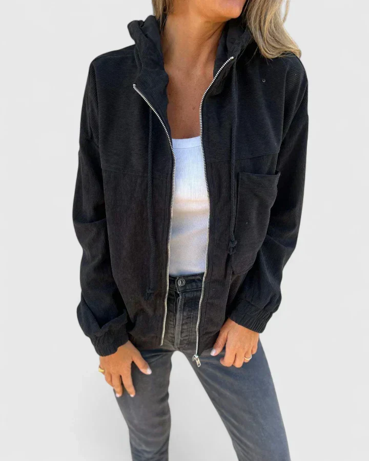 Zomerjas dames | Licht rib jasje met capuchon en rits - Image 9
