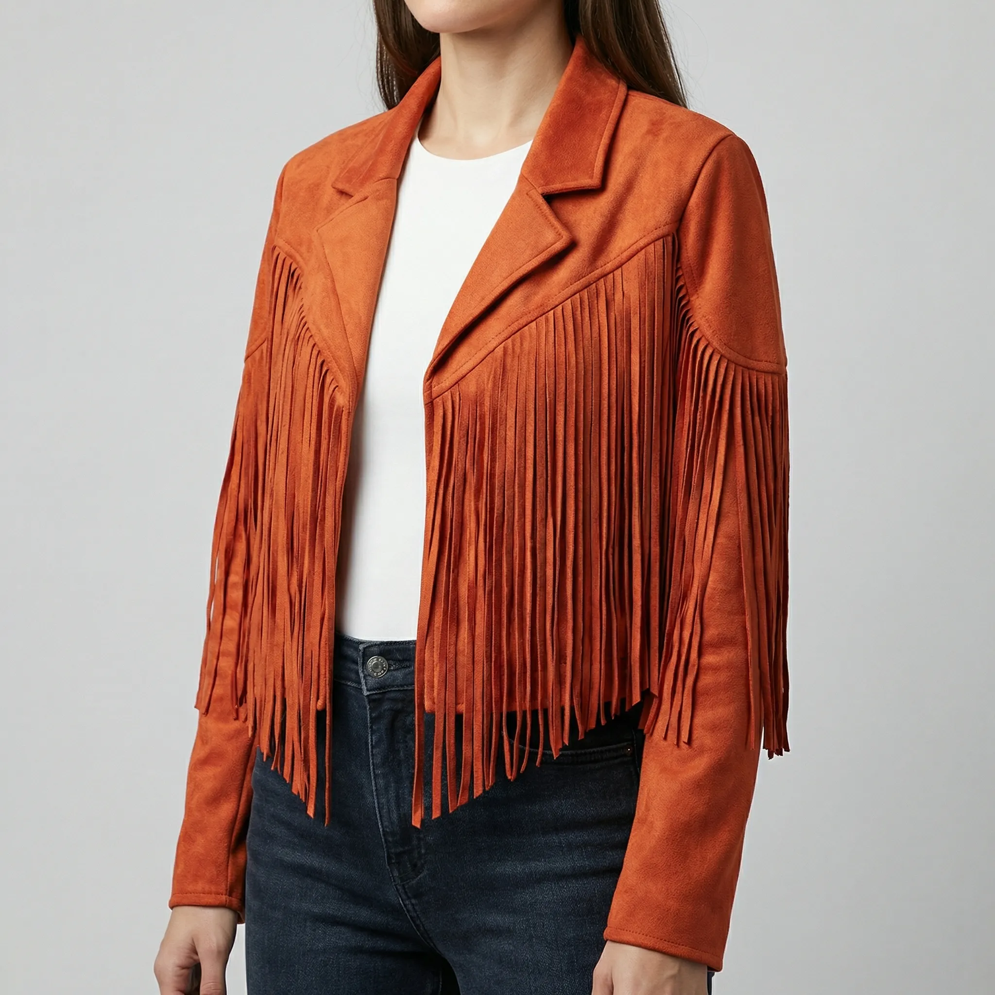 Zomerjas dames | Suède jasje met franjes - Image 2